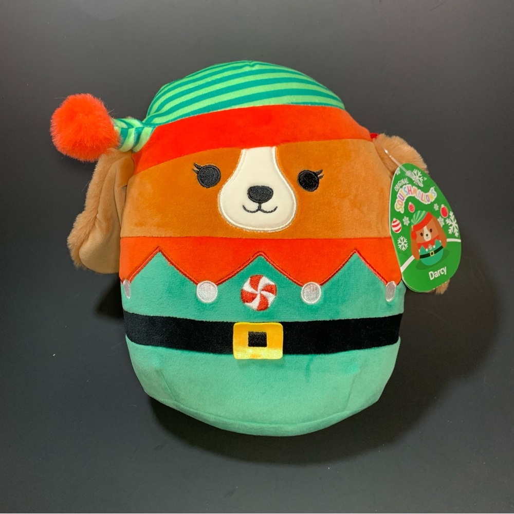 Squishmallows 8" Darcy the Brown Dog with Holiday Elf Outfit Stuffed Plush Toy